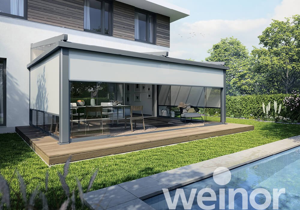 Vertikalmarkise weinor VertiTex II VertiPlus Am Terrassendach, mit VertiPlus
