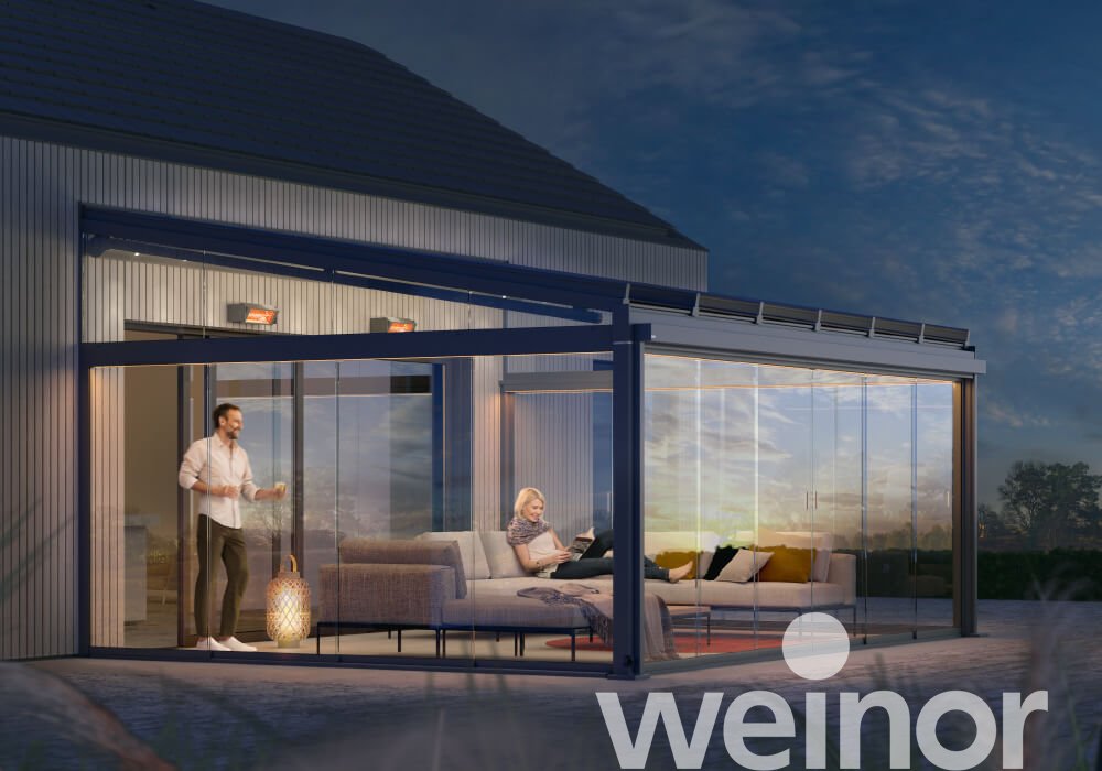 Glas-Terrassendach weinor Terrazza Sempra mit Farb-LED-Bändern, Glasoase®