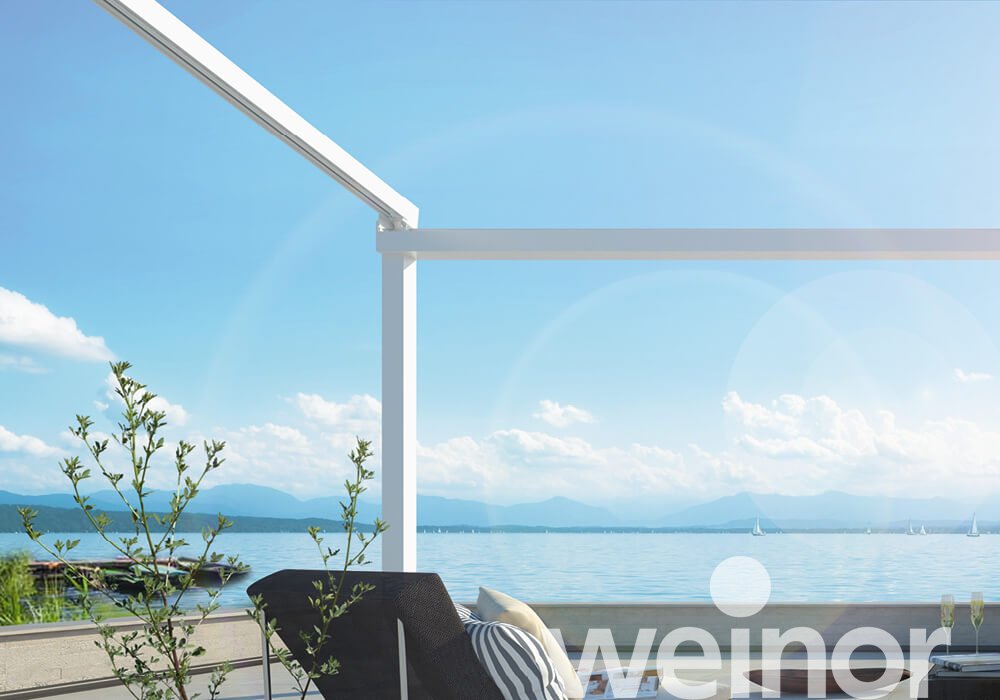 Pergola Markise weinor PergoTex II Eingefahren an der Wand