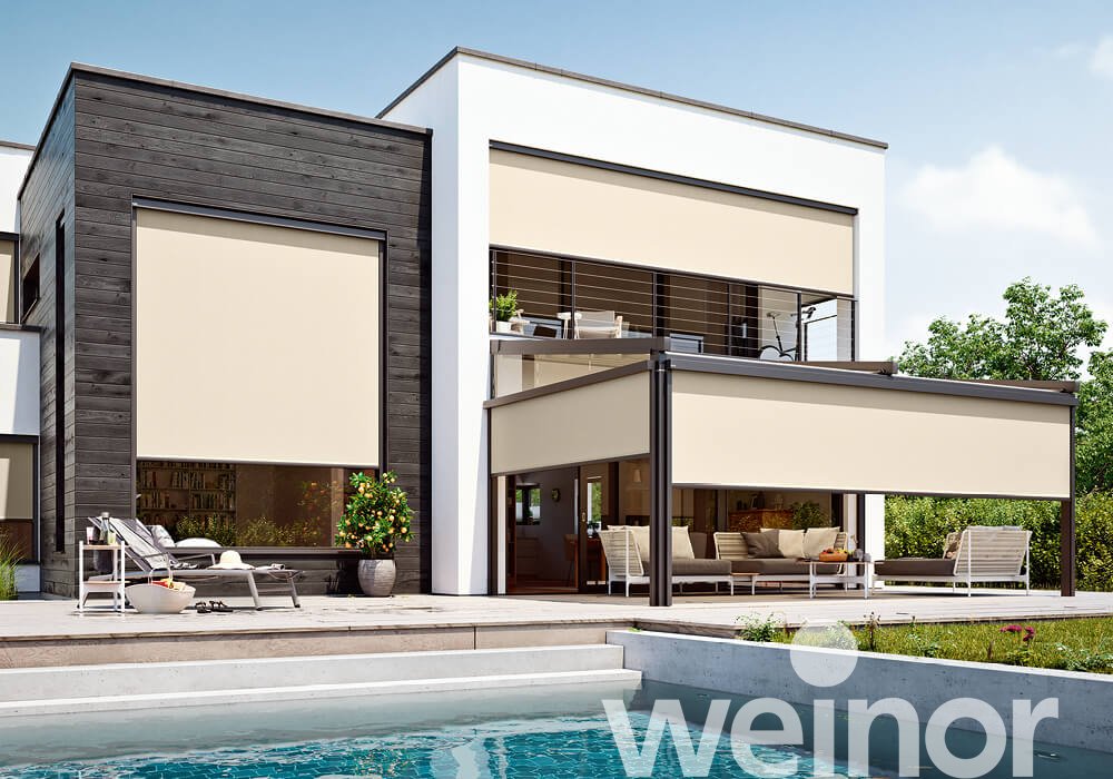 Vertikalmarkise weinor VertiTex II Am Terrassendach