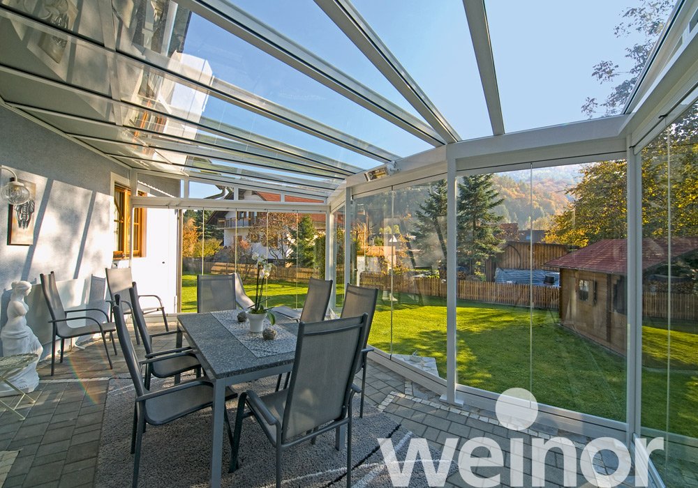 Glas-Terrassendach weinor Terrazza Originale mit Ganzglas-Elementen