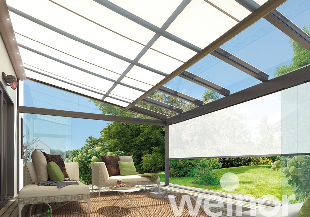 Vertikalmarkise weinor VertiTex II Am Terrassendach
