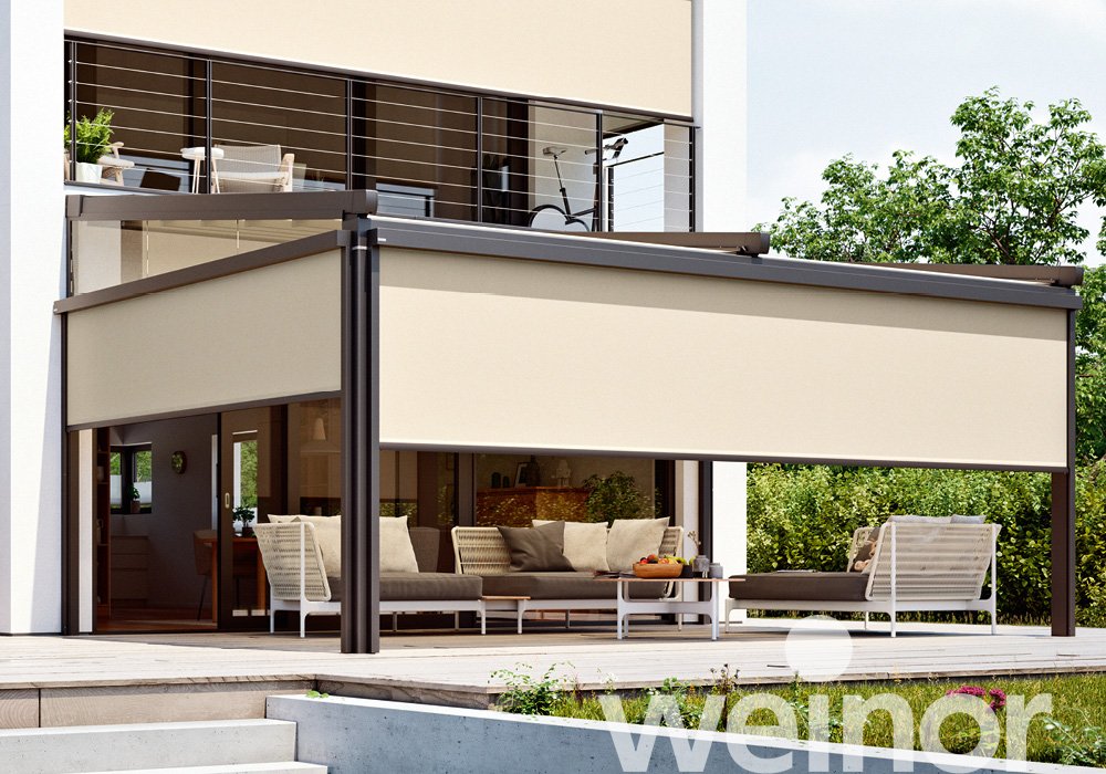 Vertikalmarkise weinor VertiTex II Am Terrassendach