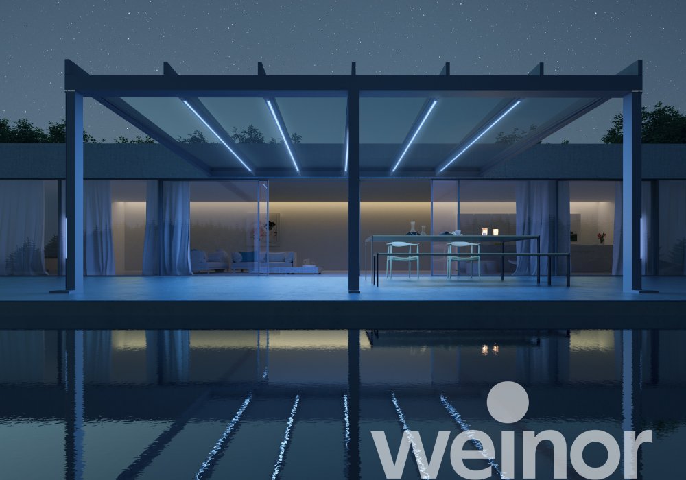 Glas-Terrassendach weinor Terrazza Pure mit Farb-LED-Bändern