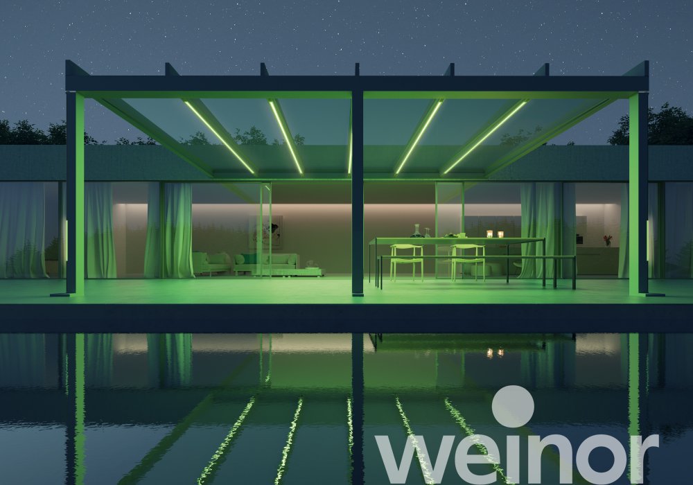 Glas-Terrassendach weinor Terrazza Pure mit Farb-LED-Bändern