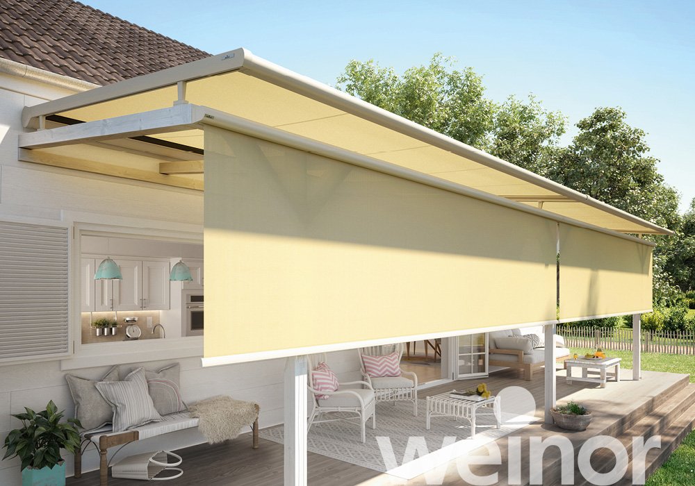 Vertikalmarkise weinor VertiTex II Am Terrassendach