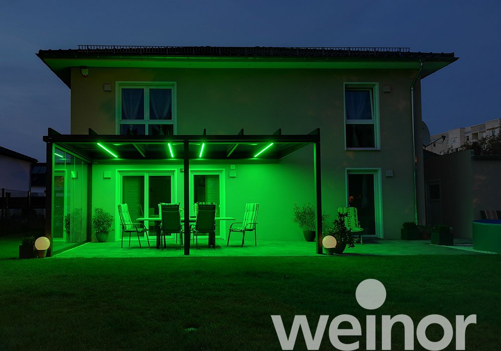 Glas-Terrassendach weinor Terrazza Pure mit Farb-LED-Bändern