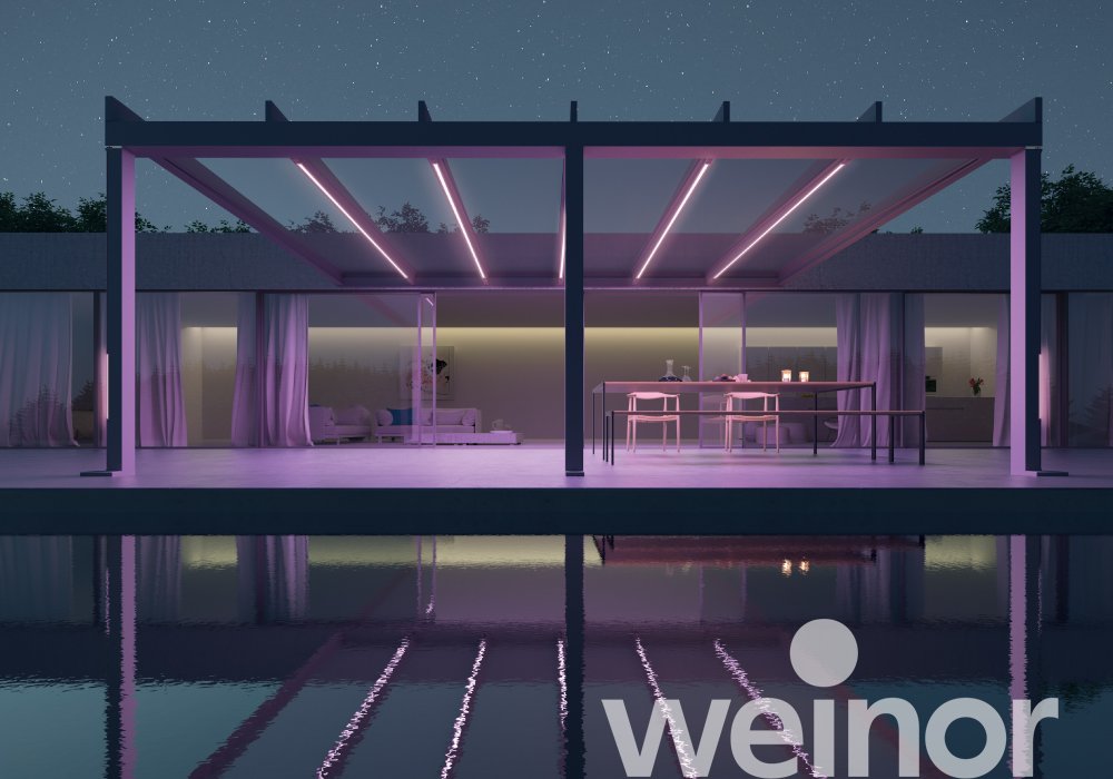 Glas-Terrassendach weinor Terrazza Pure mit Farb-LED-Bändern