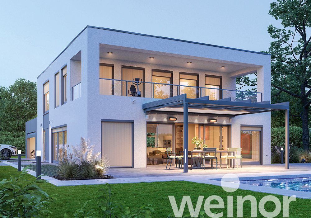 Glas-Terrassendach weinor Terrazza Pure mit Farb-LED-Bändern