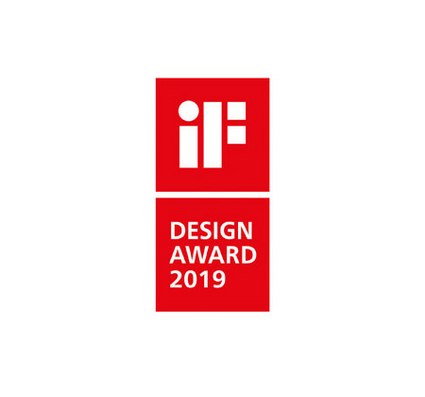 Rotes Logo mit weißen Schriftzügen für den iF DESIGN AWARD 2019.